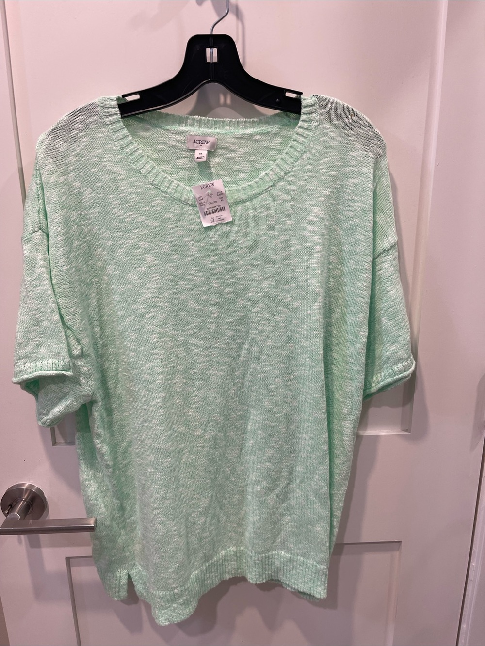 J. Crew Mint Green Short-Sleeve Knit Button Down Shirt